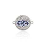 Round Hamsa Zircon Connector-Protect Family-Exorcise Evil And Avoid Disaster    18x14mm