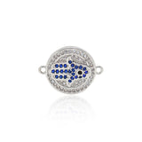 Round Hamsa Zircon Connector-Protect Family-Exorcise Evil And Avoid Disaster    18x14mm