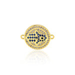 Round Hamsa Zircon Connector-Protect Family-Exorcise Evil And Avoid Disaster    18x14mm
