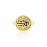 Round Hamsa Zircon Connector-Protect Family-Exorcise Evil And Avoid Disaster    18x14mm