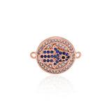 Round Hamsa Zircon Connector-Protect Family-Exorcise Evil And Avoid Disaster    18x14mm