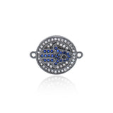Round Hamsa Zircon Connector-Protect Family-Exorcise Evil And Avoid Disaster    18x14mm