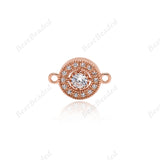 Round Disc Connector Charm,Clear CZ Stone Links for Jewelry Making Accessory 14x10mm - BestBeaded