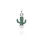 Cactus Pendant Charm,Pave Green CZ Cactus Necklace Pendant,DIY Plant Jewelry Design 8x13mm - BestBeaded