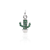 Cactus Pendant Charm,Pave Green CZ Cactus Necklace Pendant,DIY Plant Jewelry Design 8x13mm - BestBeaded