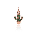 Cactus Pendant Charm,Pave Green CZ Cactus Necklace Pendant,DIY Plant Jewelry Design 8x13mm - BestBeaded