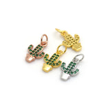 Cactus Pendant Charm,Pave Green CZ Cactus Necklace Pendant,DIY Plant Jewelry Design 8x13mm - BestBeaded