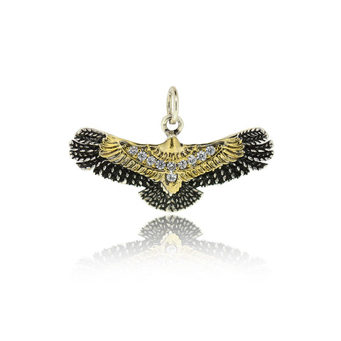 Flying Eagle Pendant,CZ Micro Pave Charm for Men's Bracelet Jewelry Making Findings 27x13mm - BestBeaded