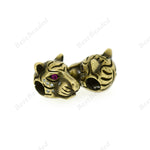 Tiger Bead Animal Spacer Charm Bracelet Making Supplies 12x11mm - BestBeaded