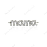 Mini Mama Connector Links,Clear CZ Micro Pave Charms for Mother Bracelet/Necklace Making Findings 24x5mm - BestBeaded