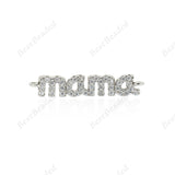 Mini Mama Connector Links,Clear CZ Micro Pave Charms for Mother Bracelet/Necklace Making Findings 24x5mm - BestBeaded
