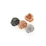 Green Eyes Leopard Spacer Beads,Clear Cubic Zirconia Beads,Panther Head Charm   13x14x9mm