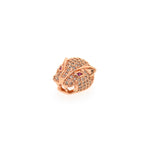 Green Eyes Leopard Spacer Beads,Clear Cubic Zirconia Beads,Panther Head Charm   13x14x9mm
