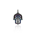Hamsa Hand Evil Eye Necklace Pendant Charm,Rainbow Fatima Pendant for DIY Jewelry Making Findings 21x30mm - BestBeaded