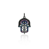 Hamsa Hand Evil Eye Necklace Pendant Charm,Rainbow Fatima Pendant for DIY Jewelry Making Findings 21x30mm - BestBeaded