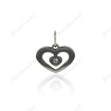Heart Stainless Steel Necklace Pendant,CZ Findings for Personalized Jewelry Making 12x9mm - BestBeaded