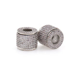 Drum Barrel Cylinder space beads, Micro Pave Beads / CZ Bead / Clear Cubic Zirconia beads , Men Bracelet Charms, Bracelet Charms,   12.5x11mm