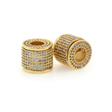 Drum Barrel Cylinder space beads, Micro Pave Beads / CZ Bead / Clear Cubic Zirconia beads , Men Bracelet Charms, Bracelet Charms,   12.5x11mm