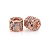 Drum Barrel Cylinder space beads, Micro Pave Beads / CZ Bead / Clear Cubic Zirconia beads , Men Bracelet Charms, Bracelet Charms,   12.5x11mm