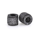 Drum Barrel Cylinder space beads, Micro Pave Beads / CZ Bead / Clear Cubic Zirconia beads , Men Bracelet Charms, Bracelet Charms,   12.5x11mm
