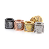 Drum Barrel Cylinder space beads, Micro Pave Beads / CZ Bead / Clear Cubic Zirconia beads , Men Bracelet Charms, Bracelet Charms,   12.5x11mm