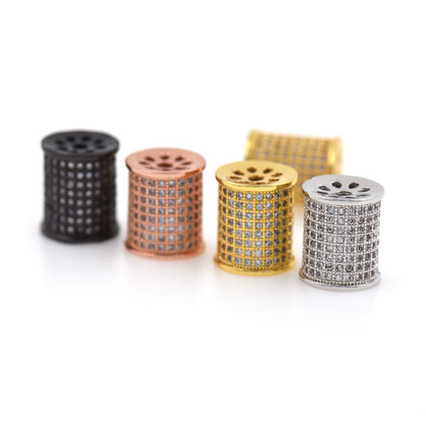 Tube Spacer Bead Micro Pave CZ Big Hole for Bracelet Jewelry Making Supplies   10x12mm