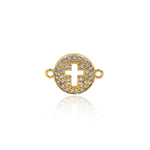 Round Disc Cross Connector,18K Gold Filled Cross Jewelry Findings,Original Bracelet/Earring Supplies    15x11mm
