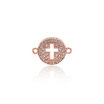 Round Disc Cross Connector,18K Gold Filled Cross Jewelry Findings,Original Bracelet/Earring Supplies    15x11mm