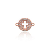 Round Disc Cross Connector,18K Gold Filled Cross Jewelry Findings,Original Bracelet/Earring Supplies    15x11mm