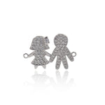 Dainty Gold Boy and Girl Connector Link,Micro Pave CZ Charm for Minimalist Jewelry Making    26x18mm
