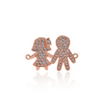 Dainty Gold Boy and Girl Connector Link,Micro Pave CZ Charm for Minimalist Jewelry Making    26x18mm