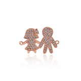 Dainty Gold Boy and Girl Connector Link,Micro Pave CZ Charm for Minimalist Jewelry Making    26x18mm