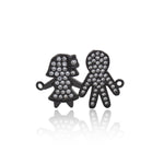 Dainty Gold Boy and Girl Connector Link,Micro Pave CZ Charm for Minimalist Jewelry Making    26x18mm