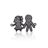 Dainty Gold Boy and Girl Connector Link,Micro Pave CZ Charm for Minimalist Jewelry Making    26x18mm