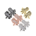Dainty Gold Boy and Girl Connector Link,Micro Pave CZ Charm for Minimalist Jewelry Making    26x18mm