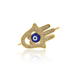Hand of Fatima Hamsa Evil Eye Connector-Rhinestone Hamsa Connector-Spirit Jewelry    22x13mm