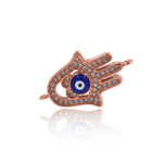Hand of Fatima Hamsa Evil Eye Connector-Rhinestone Hamsa Connector-Spirit Jewelry    22x13mm