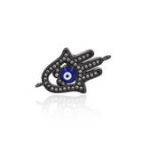 Hand of Fatima Hamsa Evil Eye Connector-Rhinestone Hamsa Connector-Spirit Jewelry    22x13mm