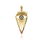 Evil Eye Pendant,Egyptian Eye Charm,Brass Spacer Beads,DIY Necklace Accessory 20x43mm - BestBeaded