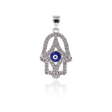 Hamsa Hand Diamond, Evil Eye Pendant, Blue Evil Eye, Symbolic Pendant, Colorful Jewelry    14x22mm