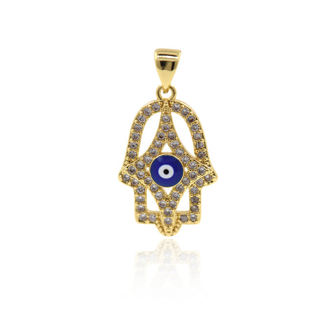 Hamsa Hand Pendant,Blue Eye Charms,Bracelet Spacer Bead,DIY Jewelry Accessory 14x22mm - BestBeaded