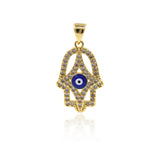 Hamsa Hand Diamond, Evil Eye Pendant, Blue Evil Eye, Symbolic Pendant, Colorful Jewelry    14x22mm