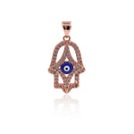 Hamsa Hand Diamond, Evil Eye Pendant, Blue Evil Eye, Symbolic Pendant, Colorful Jewelry    14x22mm