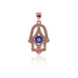Hamsa Hand Diamond, Evil Eye Pendant, Blue Evil Eye, Symbolic Pendant, Colorful Jewelry    14x22mm