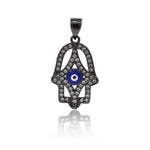 Hamsa Hand Diamond, Evil Eye Pendant, Blue Evil Eye, Symbolic Pendant, Colorful Jewelry    14x22mm