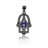 Hamsa Hand Diamond, Evil Eye Pendant, Blue Evil Eye, Symbolic Pendant, Colorful Jewelry    14x22mm