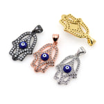 Hamsa Hand Diamond, Evil Eye Pendant, Blue Evil Eye, Symbolic Pendant, Colorful Jewelry    14x22mm