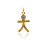 18k Gold-Plated Pendant Little Boys Girls/Charm Humanoid Necklace/Jewelry Bracelet Earrings    11x19mm