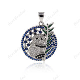 Panda Pendant,Multi-color CZ Stone Animal Necklace Charms,DIY Handmade Accessory 20x23mm - BestBeaded