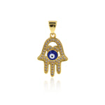 Hamsa Pendant, Hand of Fatima , Gold Plated Hamsa Eye Pendant , Hamsa necklace,    13x20mm